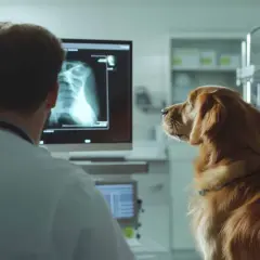 Weterynarz analizuje RTG psa, zastanawiając się, ile kosztuje RTG u weterynarza.