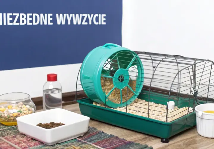 Klatka chomika z kołowrotkiem i akcesoriami. Dowiedz się, co ile trzeba sprzątać klatkę chomika, by zapewnić mu czystość i komfort.