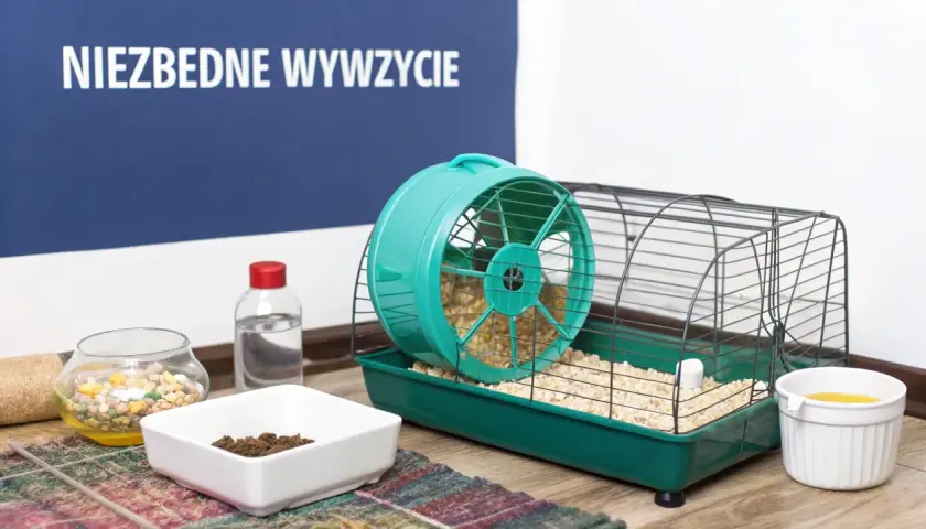 Klatka chomika z kołowrotkiem i akcesoriami. Dowiedz się, co ile trzeba sprzątać klatkę chomika, by zapewnić mu czystość i komfort.
