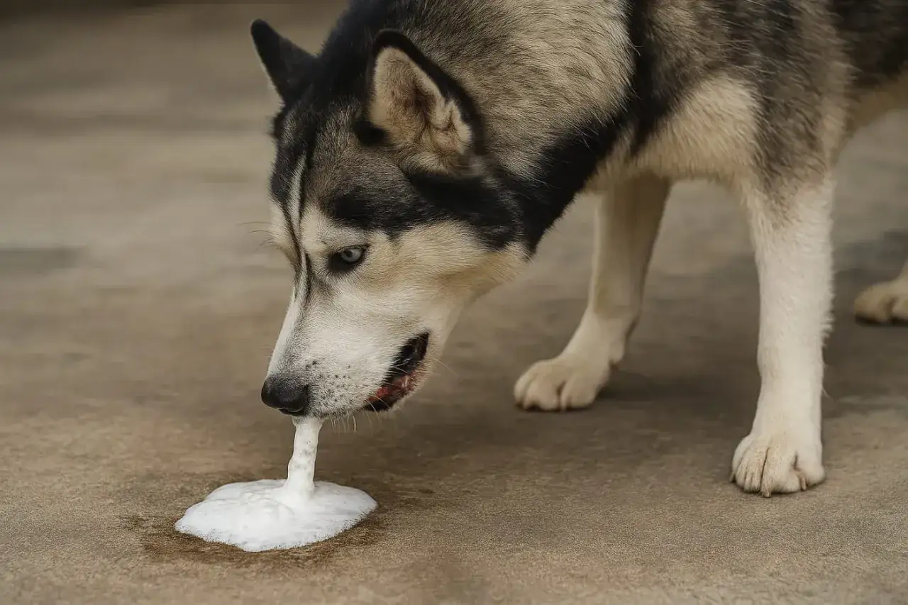 Husky wymiotuje pianą po tabletce na odrobaczenie. Czy to normalne?